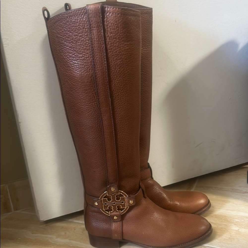 Tory Burch Chestnut Leather Tall Boots